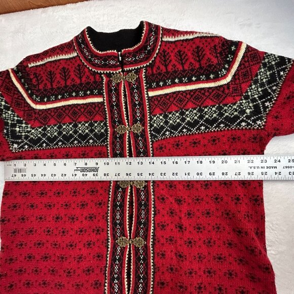 Vintage Carroll Reed Womens Wool Fair Isle Knit Metal Clasp Cardigan Sweater XL - Picture 6 of 8